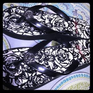 Black Brighton Wedge flip flops 🕶🌞